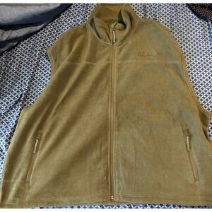 Cabelas Men's Olive Green Outdoor Zip Fleece Vest 3XL XXXL